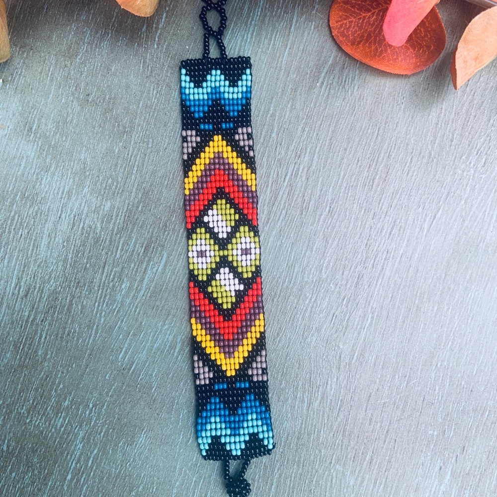 Huichol Beaded Bracelet Wixarika Art 1”